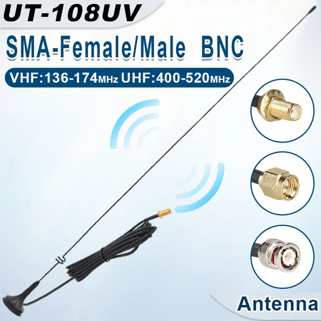 UT-108UV Antena samochodowa Walkie Talkie Magnetyczna SMA-F Dwuzakresowa UHF VHF do Baofeng UV-5R TYT WOUXUN Quansheng UV-K5 8 Radio dwukierunkowe