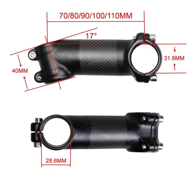 NO logo Carbon Fiber Bicycle Stem Ultralight MTB Mountain Road Bicycle Stem 28.6-31.8MM 6Degree 17 Degree Competition Specific