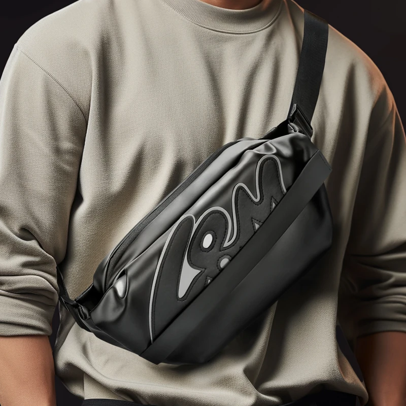 

L&M Crossbody Bag Waterproof Magnetic Buckle Chest Bag Breathable Mesh Back