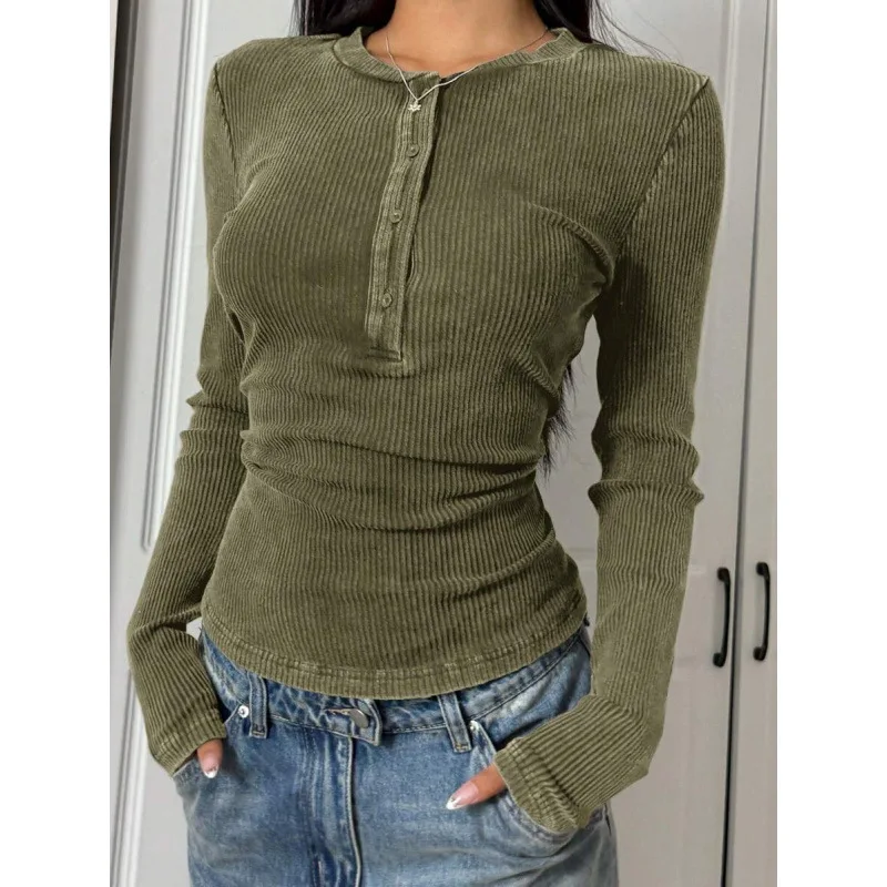 

Женская футболка Slim Fit на пуговицах, повседневная, модная, весенняя коллекция, дышащий материал, длина рукава: другая, 100% другой материал