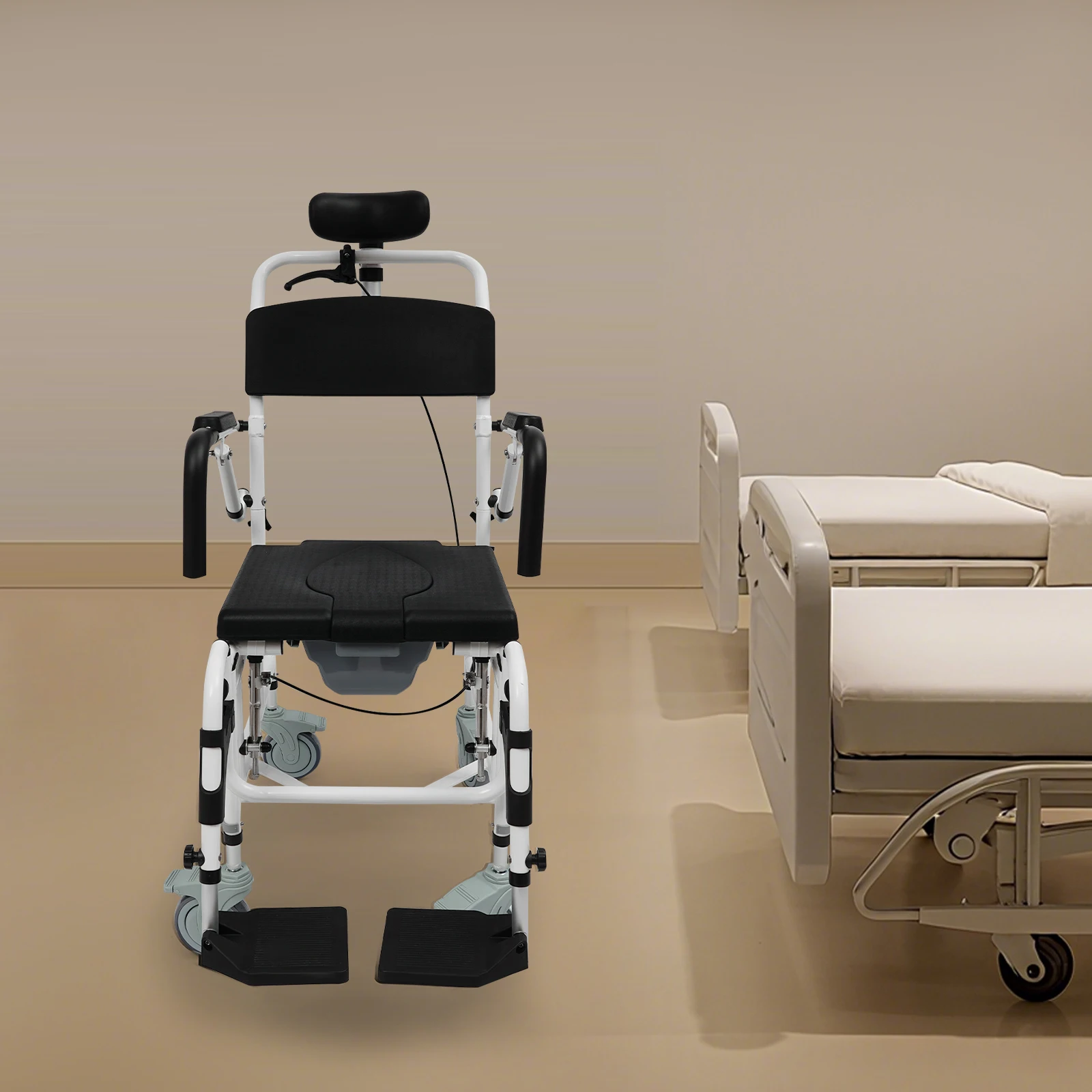 Sedie da toilette per sedia a rotelle per doccia Capacità di carico 100 kg Sedia a rotelle per doccia Altezza regolabile per anziani per ospedali/casole