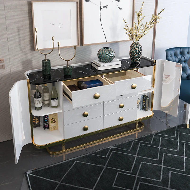 Light Luxury Post-Modern Simple Marble Entryway Cabinet Dining Room Home Pantry Cabinet 1.35 M Dining Sideboard