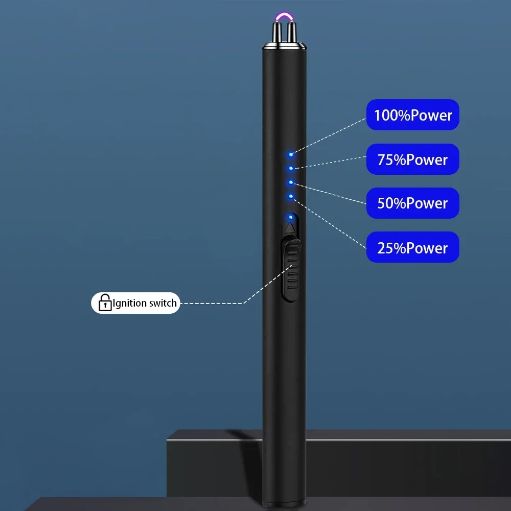 Kitchen Lighter Type-C Charging Plasma Arc Lighter Pulse Igniter Flameless Windproof Lighter With Safety Switch For Candle BBQ