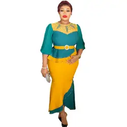 Elegant African Clothes for Women 2 PCS Sets Tops and Skirts Suits Dashiki Ankara Outfits Gown Plus Size Wedding Party Dresses