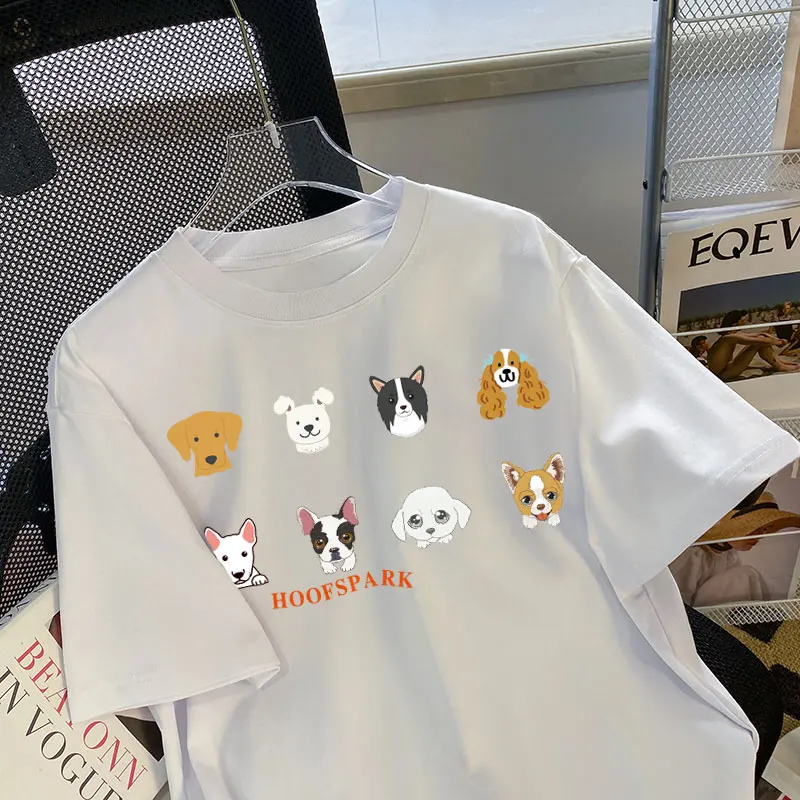 Cotton Plus Size Loose Print T-Shirt Summer New Dropped Shoulders Short Sleeve Top Cute Oversized T Shirt