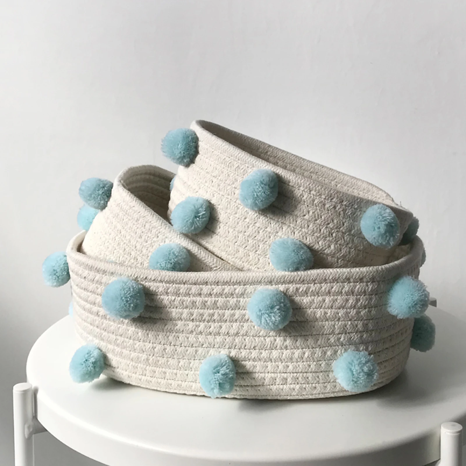 

Nordic Cotton Line Hand-woven Storage Basket Coarse Rope Simple Desktop Organizer Box Baby Toy Snack Key Cloth Cosmetic Sundries