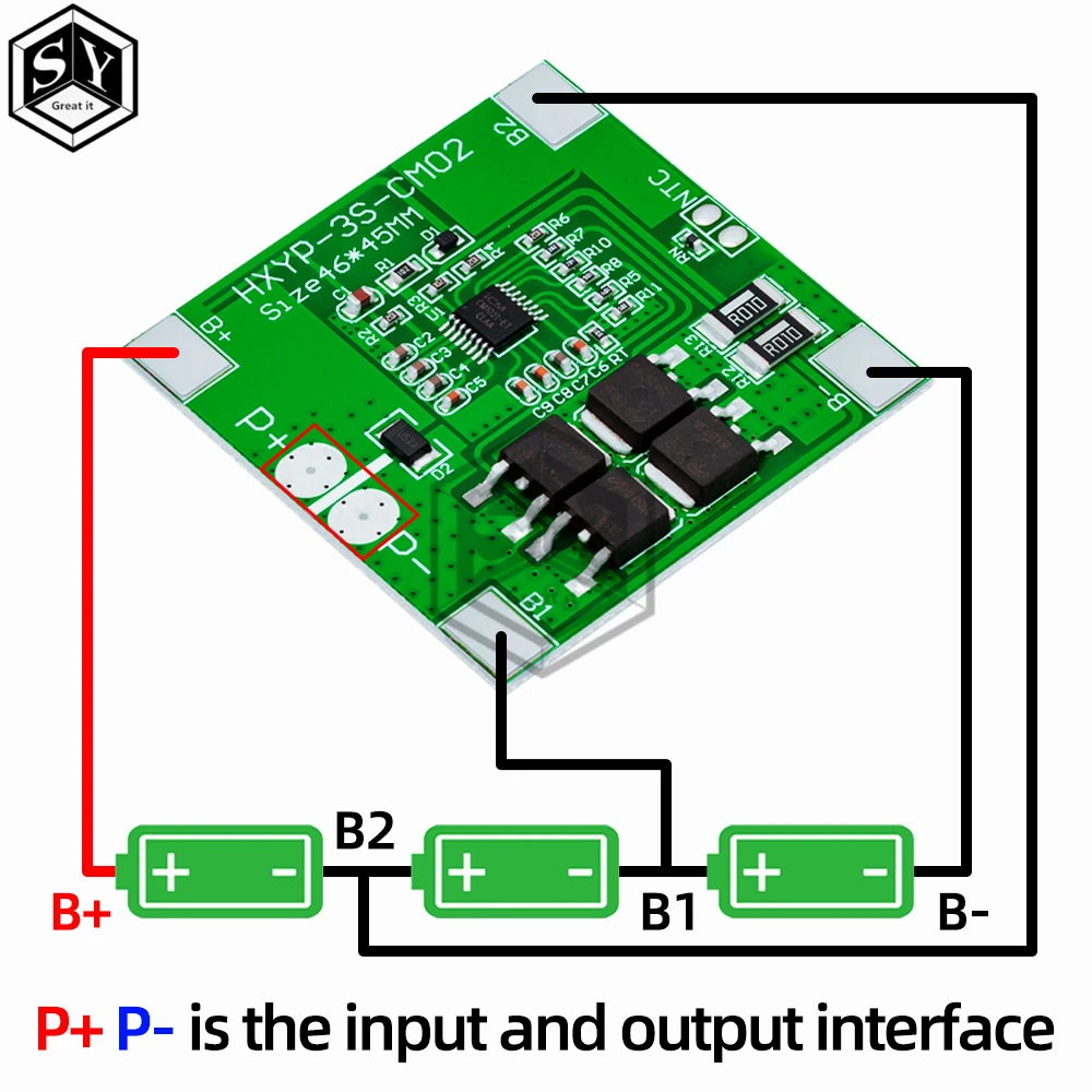 3S 11.1V/12V/12.6V 14A 18650 Li-ion/Lipo BMS Protection Board Overcharge Over-discharge Overcurrent