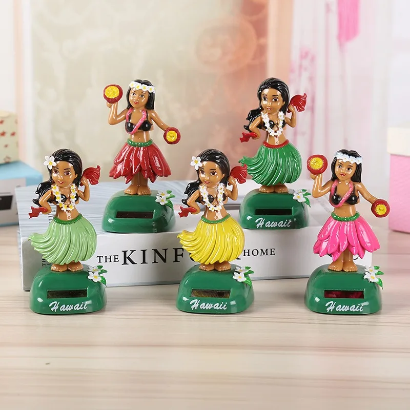 Solar‑powered Swinging Hawaiian‑girl Figurine Creative Car‑dashboard Ornament Cartoon Auto‑interior Gadget Sun‑driven Rocking
