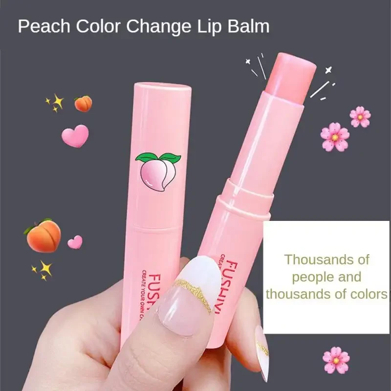 Temperature Color Changing Lipstick Peach Lip Balm Moisturizing Nourishing Long Lasting Removing Lip Wrinkles Makeup Lip Care