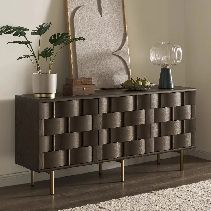 Nordic retro dining side cabinet light luxury high sense home medieval entrance cabinet designer living room locker tea cabinet