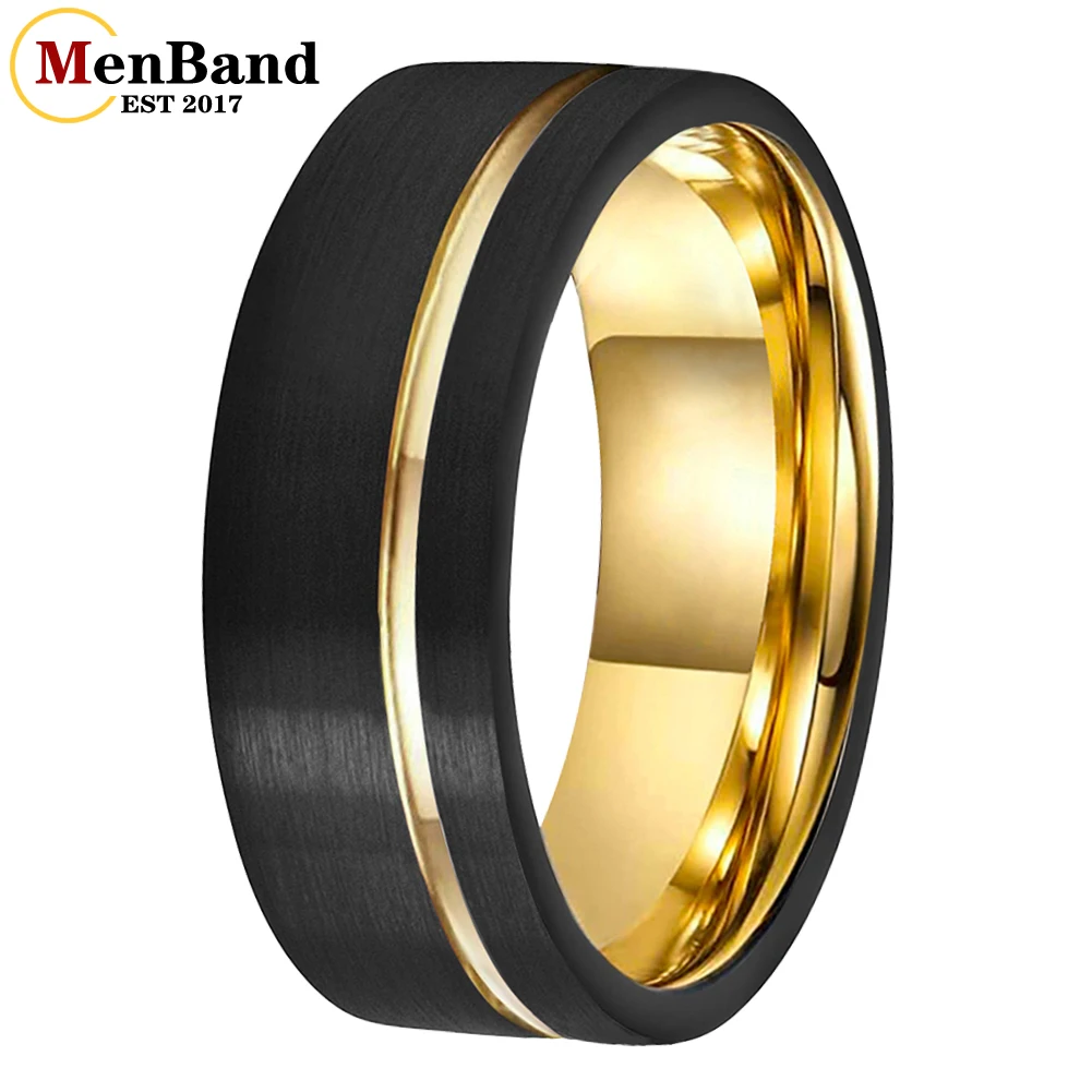 

MenBand Classic 6/8MM Men Women Tungsten Carbide Wedding Ring Offset Grooved Brushed Finish Comfort Fit Size 5-15