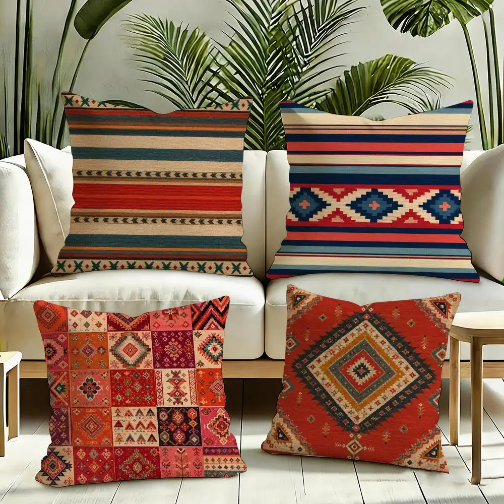 estilo bohemio nacional funny Cushion Cover Reversible Plush Pillow Cover Soft Fluffy  Home Decor for Sofa Bedroom