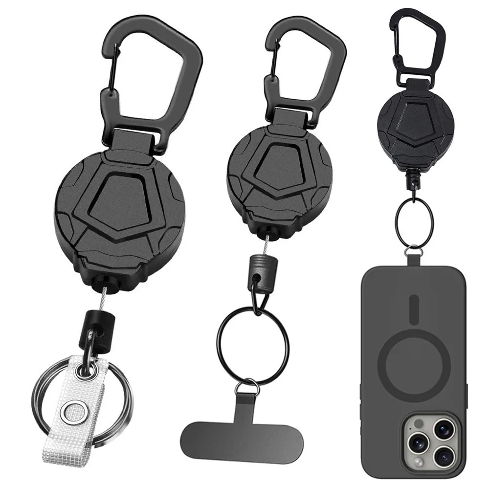 

Выдвижной брелок для ключей в упаковке 1–4 шт., сверхмощный тактический держатель для катушки с зажимом для телефона, выдвижной шнур, брелок для ключей