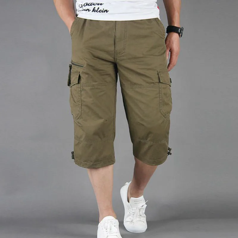 Harajuku Men's Cargo Shorts Summer Loose Casual Pants Elastic Waist Large Size Outdoor Jogging Sweatpants Trend Multi Pockets