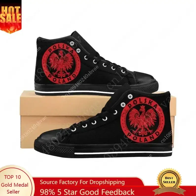 

Polish Pride High Top Shoes Mens Womens Teenager Sneakers Canvas High Quality Outdoor Daily Sneaker Custom Made Couple Shoe