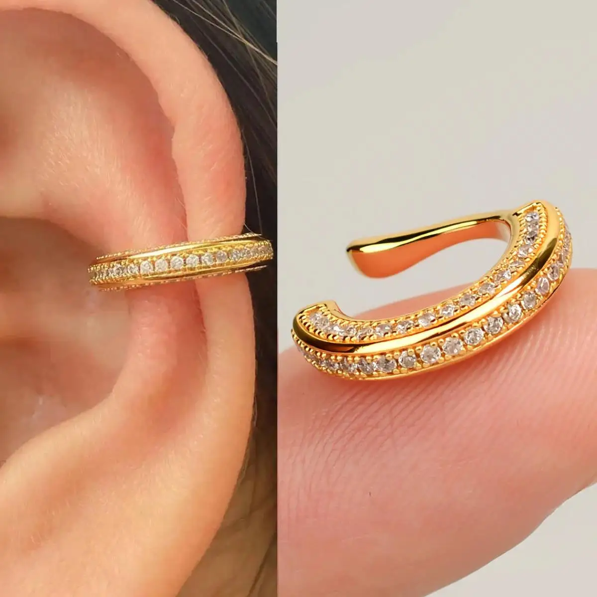1PC Fashion Sparkly CZ Ear Cuffs Without Piercing Clip on Earrings Non-Piercing Fake Cartilage Earrings For Women Dainty Jewelry