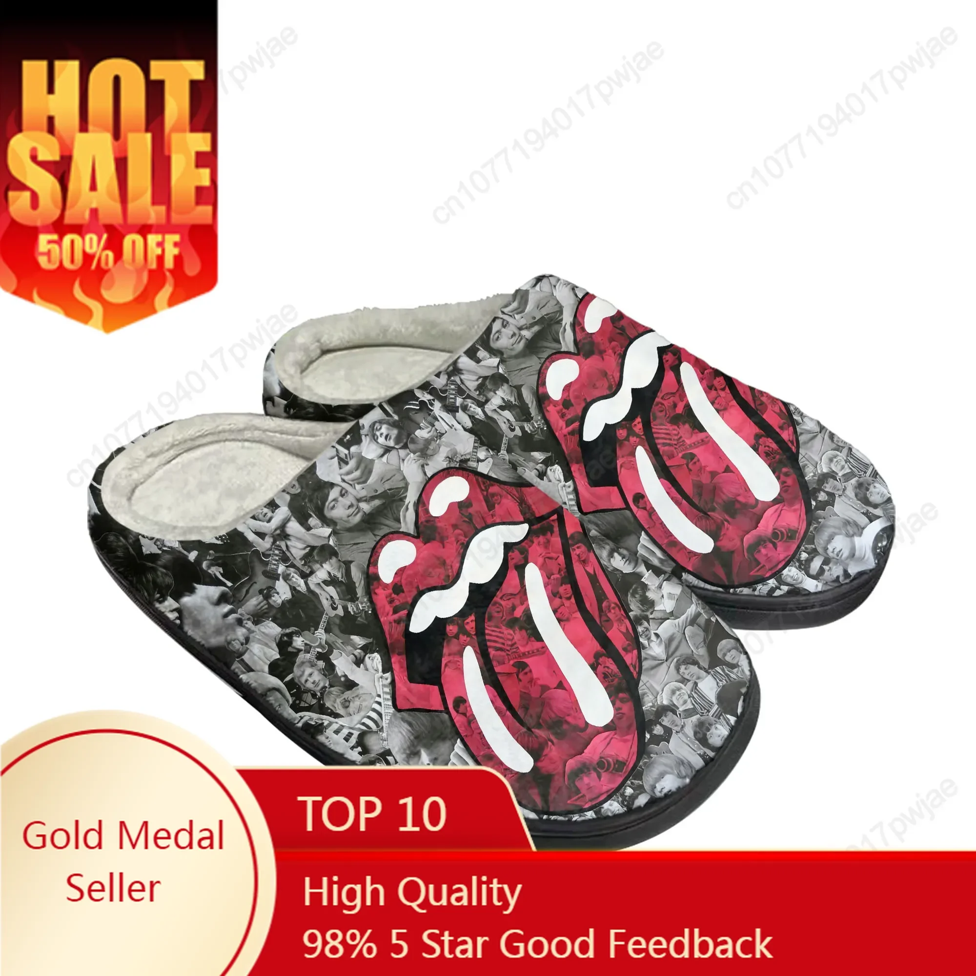 

The Stones Band Shoes Home Cotton Slippers Mens Womens Plush Bedroom Keep Warm Shoes Thermal Indoor Slipper Customized Shoe