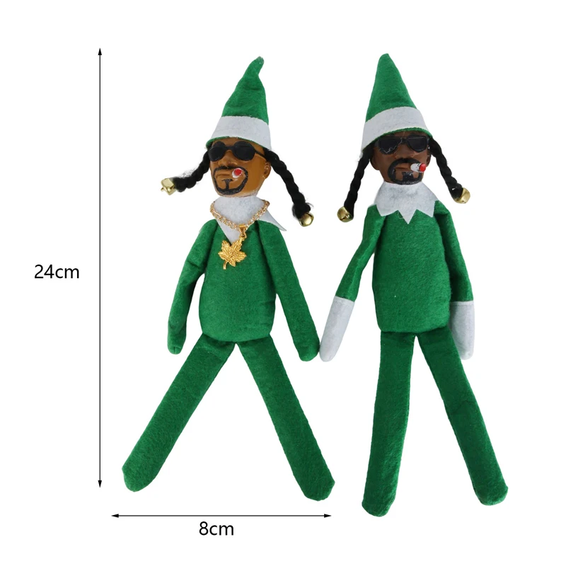 Snoop on A Stoop Hip Hop Lovers Christmas Elf Doll Spy on A Bent Christmas Tree Ornament Home Decoration