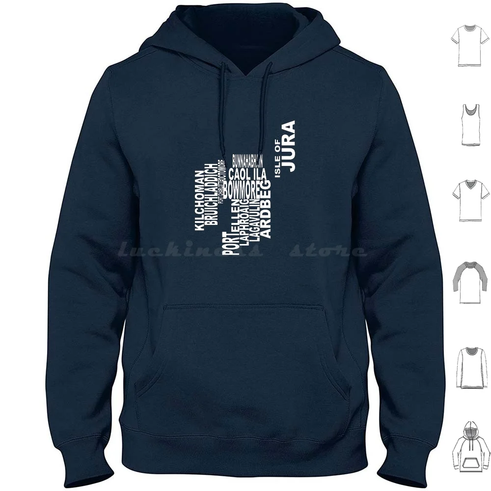 Islay Distillery Map Hoodie cotton Long Sleeve Whisky Single Malt Scotland Islay Islay Map Scotland Map Distillery Map