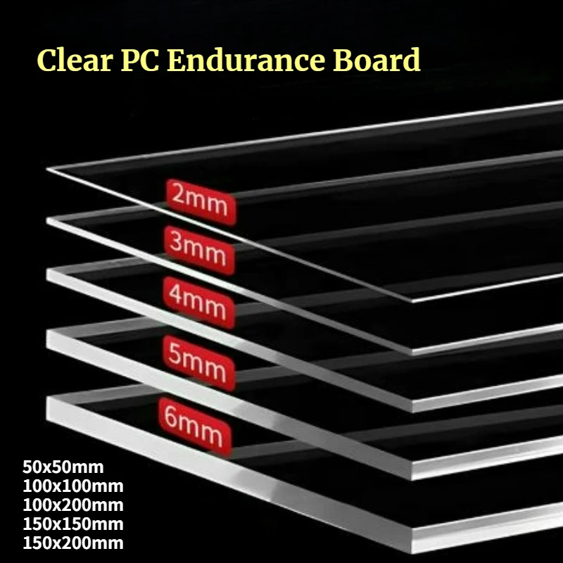 1-10pcs Clear PC Endurance Board Thickness 0.5mm~30mm Polycarbonate Plate Wear‑Resistant Clear Hard Plastic Sheet