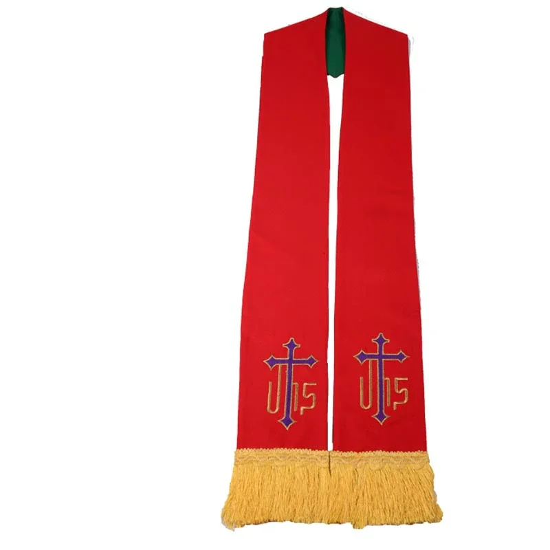 Estola de cristianismo de iglesia, accesorio de clérigo, estolas de clero de coro, peces dobles, bufandas Reversibles de obispo, envolturas de pastor Papa