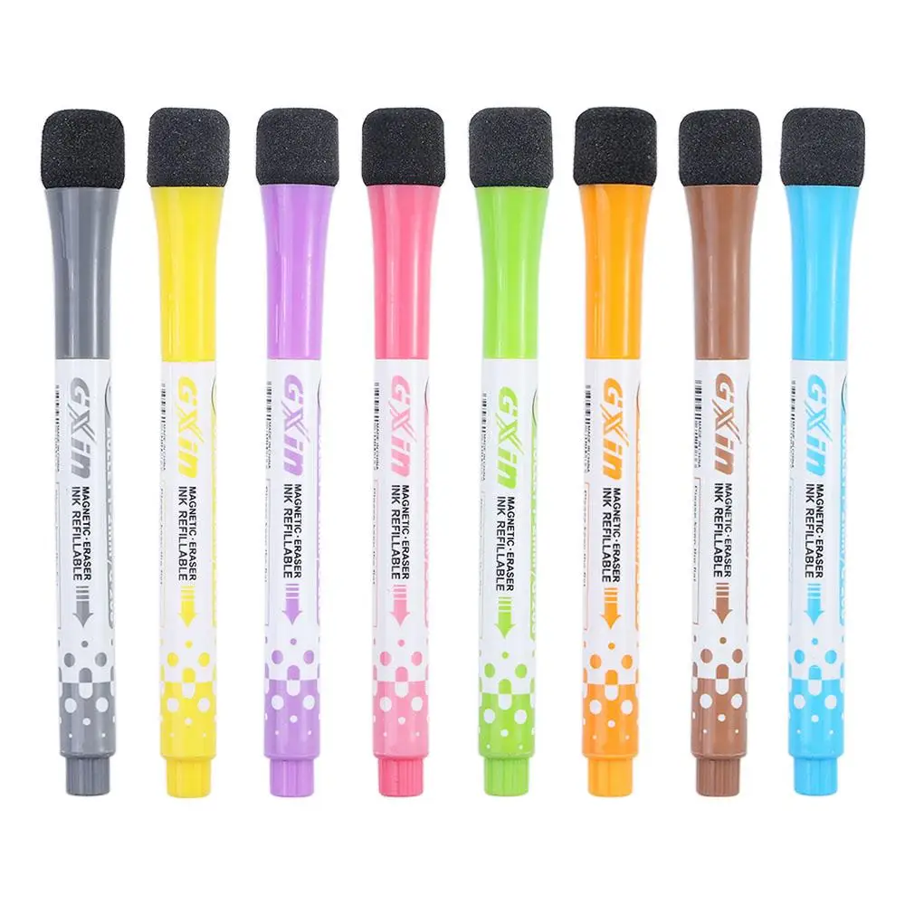 

School 8 Colors Erasable Safe ink Eraser Cap Magnetic Markers Whiteboard Pens Graffiti Pen Children's Drawing Pen