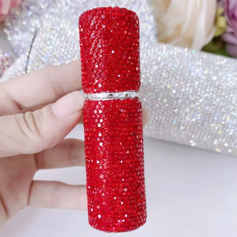 Press Type Diamond-encrusted Perfume Portioned Bottle 10ml Portable Travel Spray Bottle