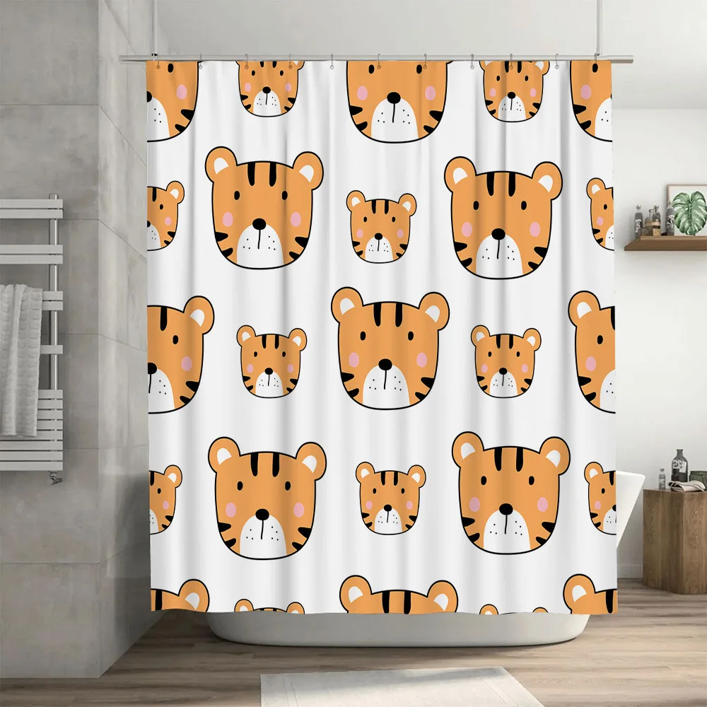 Cute Cartoon Tiger Pattern Shower Curtain for Bathroom Decoration Home Textiles on.com
