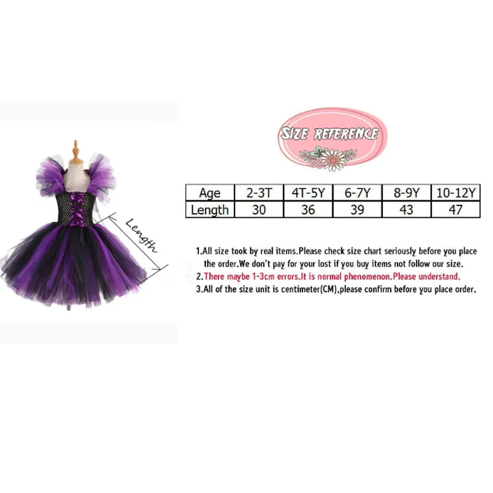Halloween-Hexenkostüm für Mädchen, lila Tüllrock mit Hut, für Kinder von 2 bis 12 Jahren, Karneval, Cosplay, Party, Kinderkleidung. – Detail 1