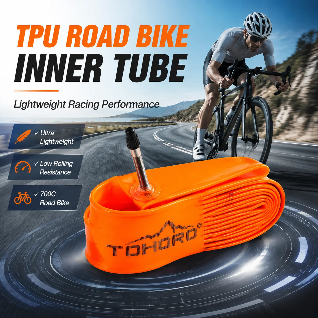 Lightweight Cycling Inner Tube With F/V 45/65/85mm Foldable Inner Tire Tube 700C TPU Inner Tube Bicycle Road Bike Accessories