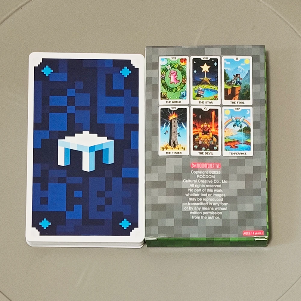 Blocks World Tarot - 12*7cm Pixel Art Tarot Deck for Gamers & Collectors, 22 Major Arcana Cards