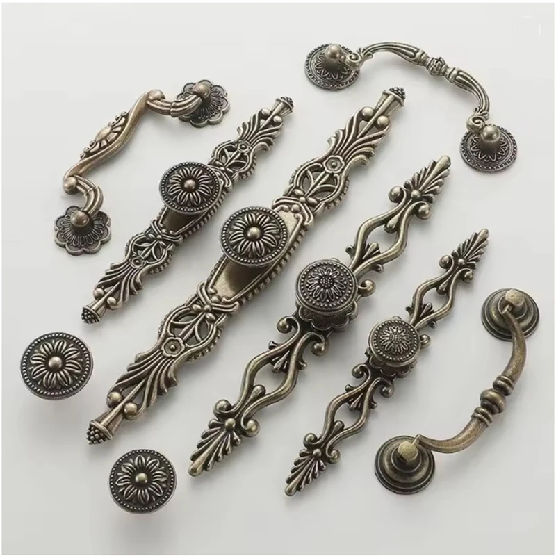 Antique Drawer Knobs Bronze Kitchen Handles Bedroom Pulls Cabinet Door Handle Shoe Organizer Pulls Vintage Handles For Furniture