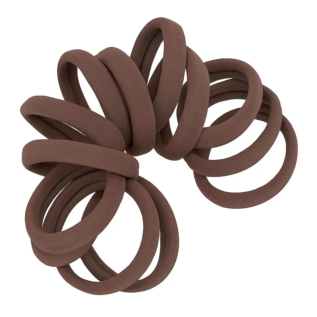 

Seamless Hair Ties - Brown - Gentle, No Damage, 1.5 Inch, Soft Nylon, 12 Count