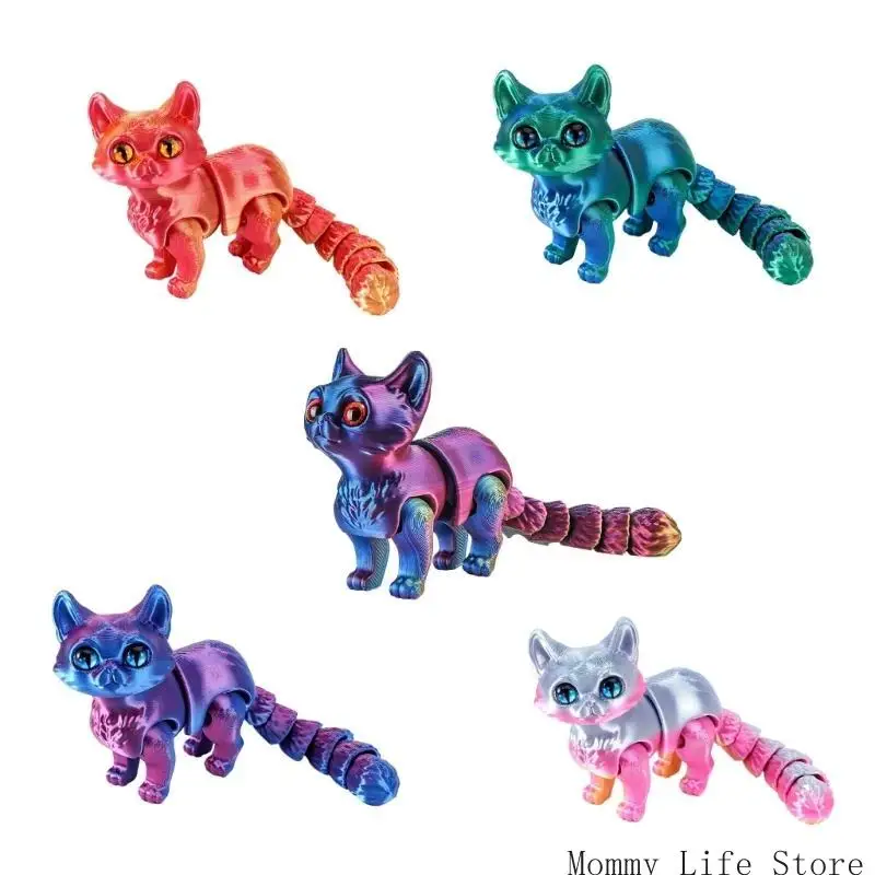

Printed Metallic Kitten Toy, Flexible Articulated Design for Portable Stress Relief at Home Office Travel