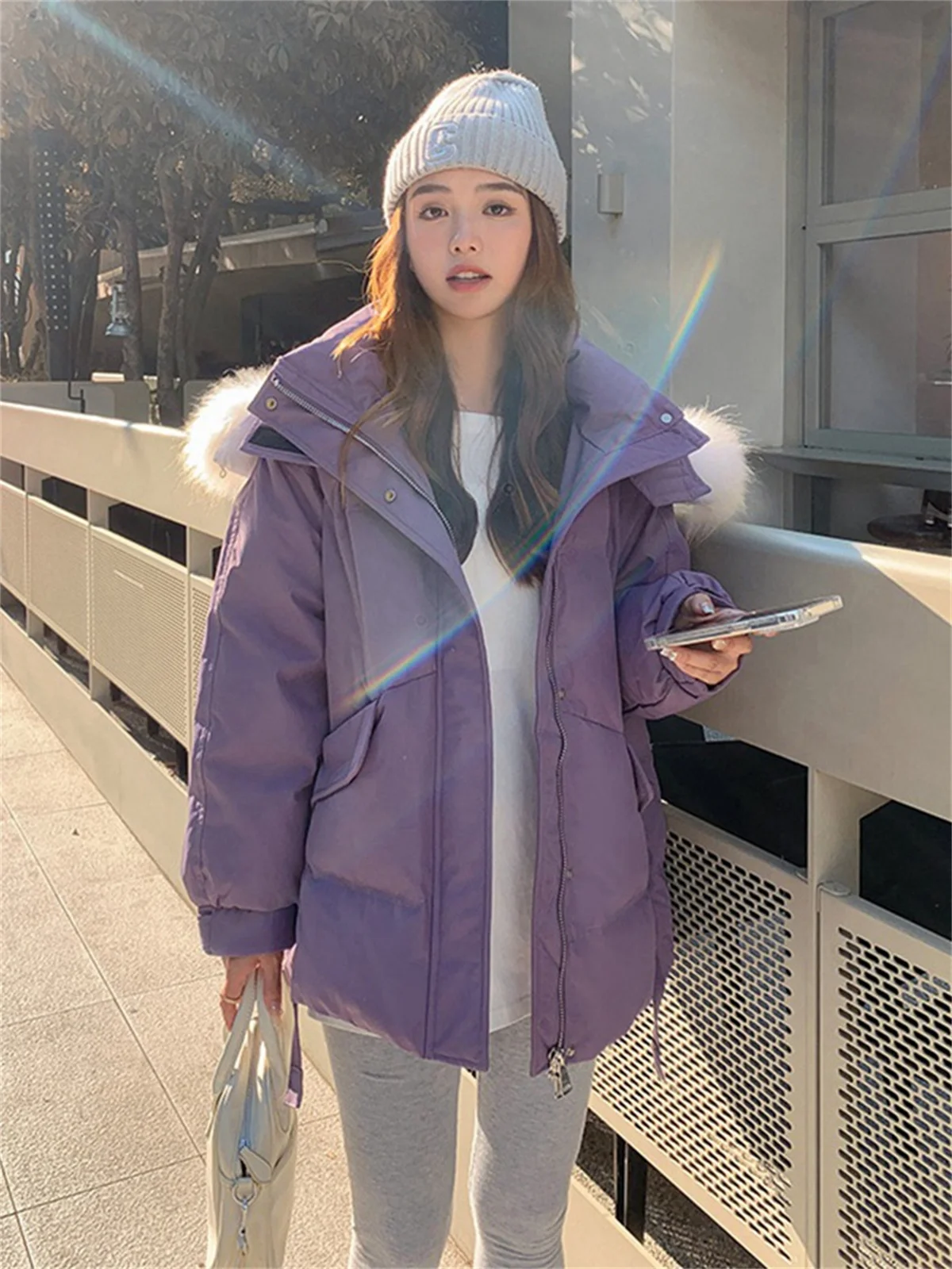 Korean Version Loose Padded Jacket, Cotton Padded Clothes, Gentle Wind, Purple Down, Port Style, Popular, New, 2022