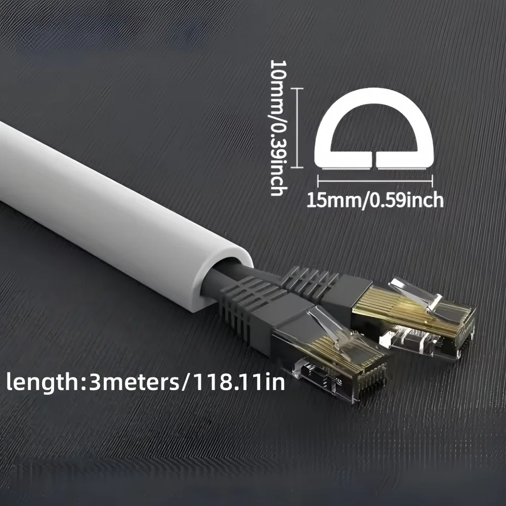 1pc 118.11IN Self-Adhesive PVC Cable Management Tube, Invisible Floor Wire Cover for Desk, Wall & Floor Installation Home Decor