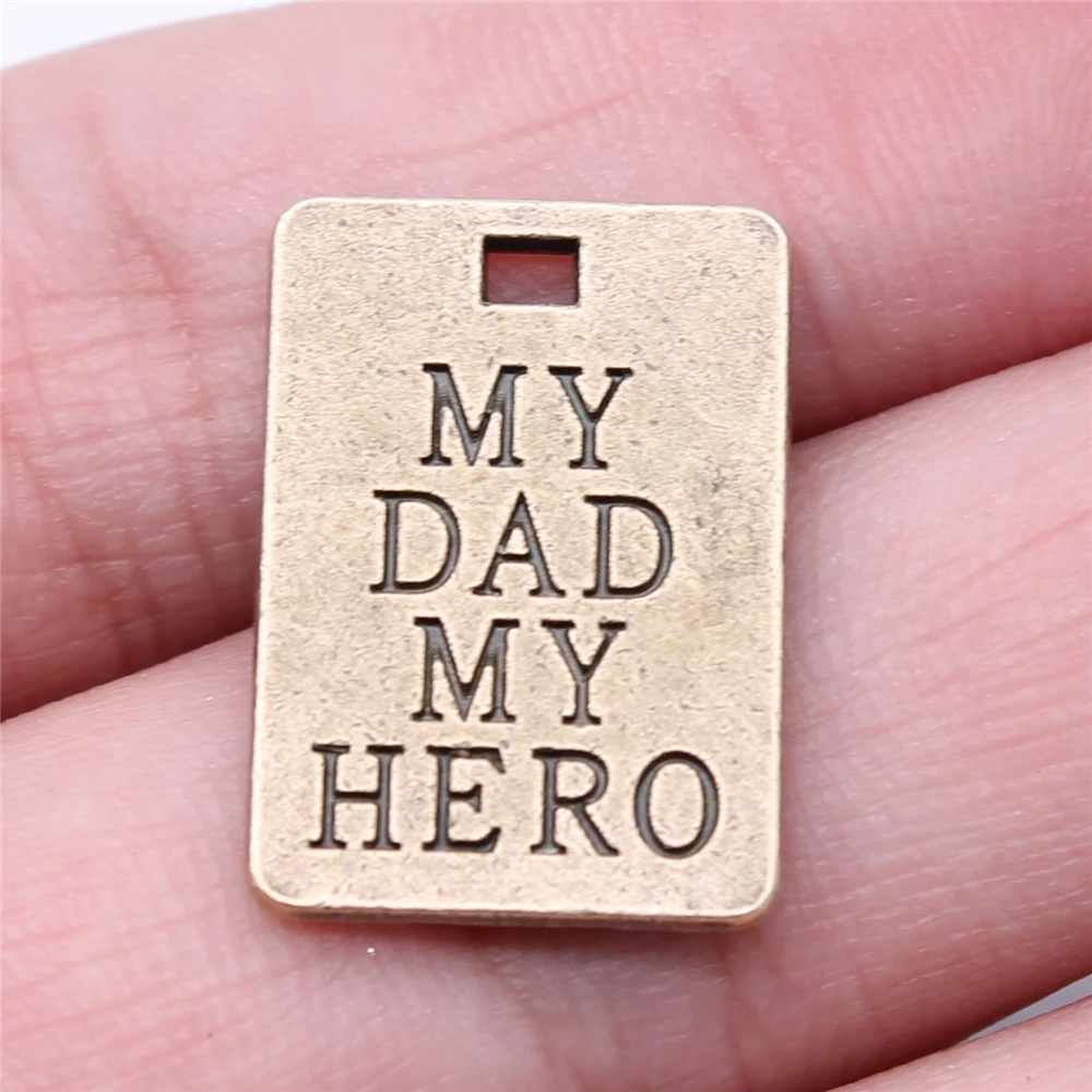 10pcs Charms 22x16mm My Dad My Hero Pendants For DIY Jewelry Making Jewelry Components Antique Bronze Plated Alloy Charms