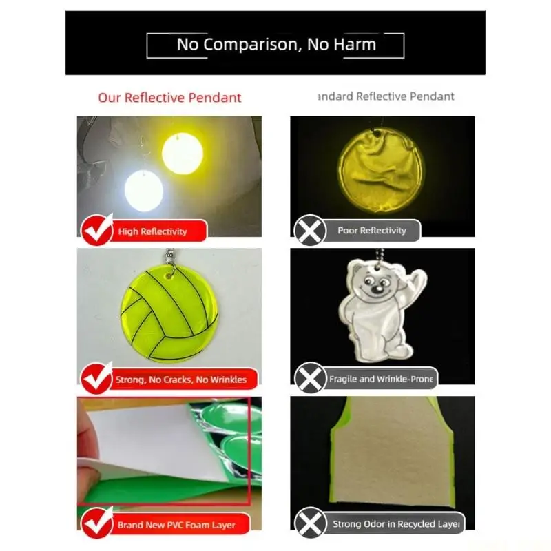 

U2JB Reflective Volleyball Keychain Enhanced Night Visibility Waterproof Design