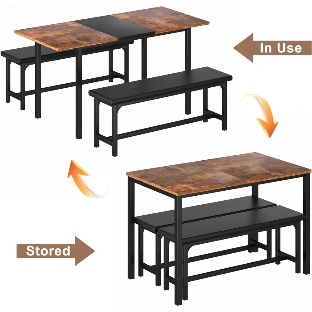Современный 63, выдвижной кухонный стол с скамейками/стульями на 4–6 лет, компактный дизайн, простая сборка, обеденный уголок для завтрака