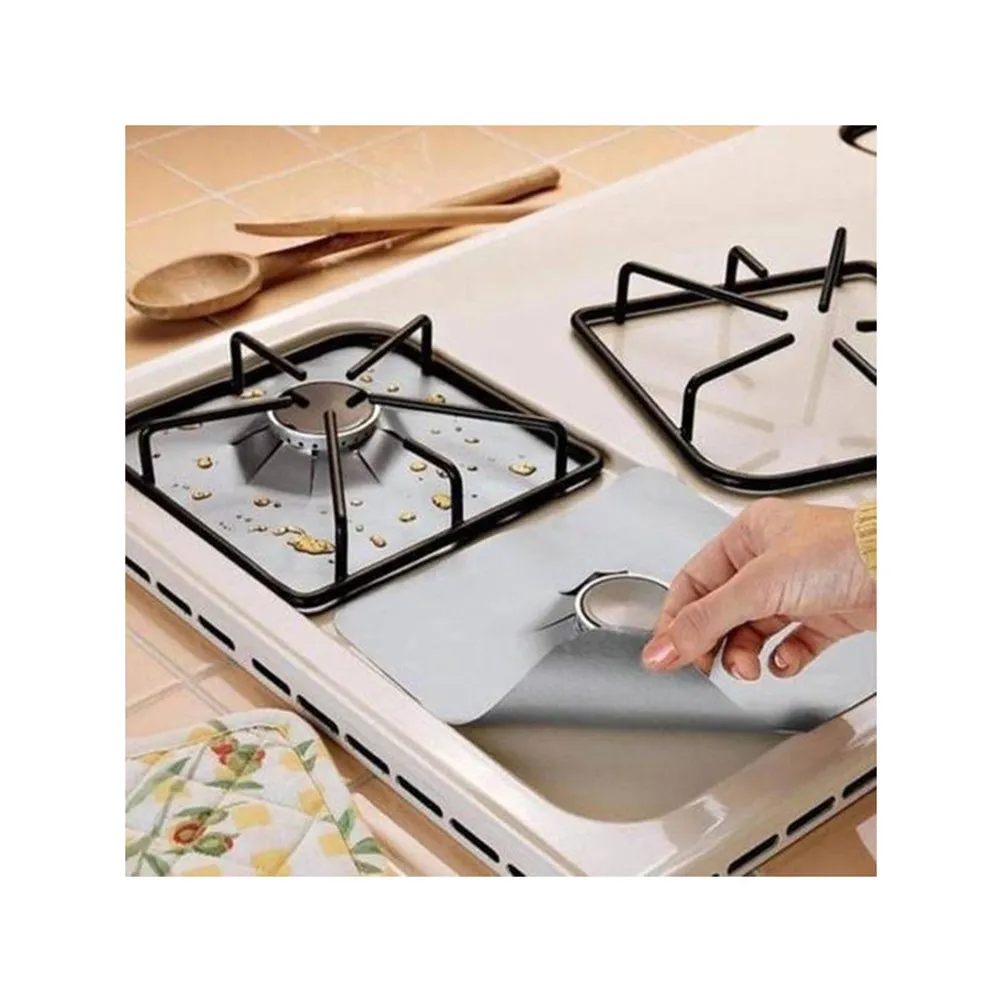 1Pcs Easy Clean Gas Hob Liner Oven Protector Sheet Non Stick Reusable Drip Guard for Universal Gas Cooktops and Ovens