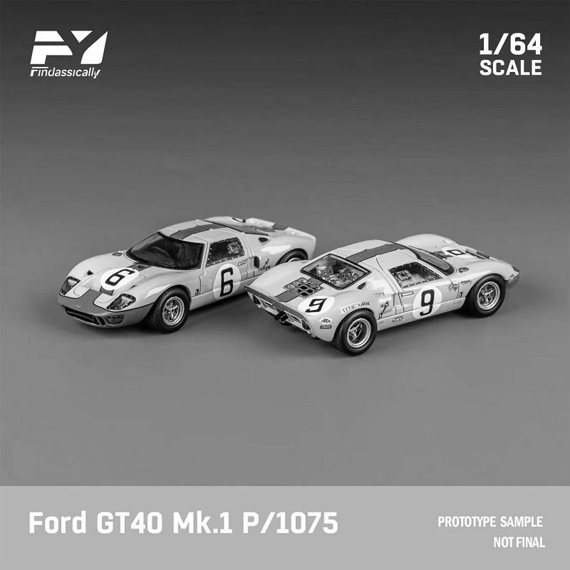 Modelo Fintassically Blue Diecast Car, 1:64, GT40, Mk1, 1970, Le Mans 24Hours1 ° Vencedor, #9, #6, Pré-Encomenda