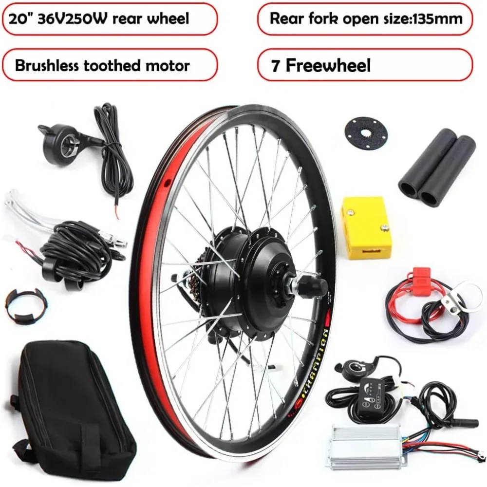 20''Bike Rear Wheel Conversion Kit Bicycle E-Bike Motor Kits with SW-810LED Display Electronic Power Brake