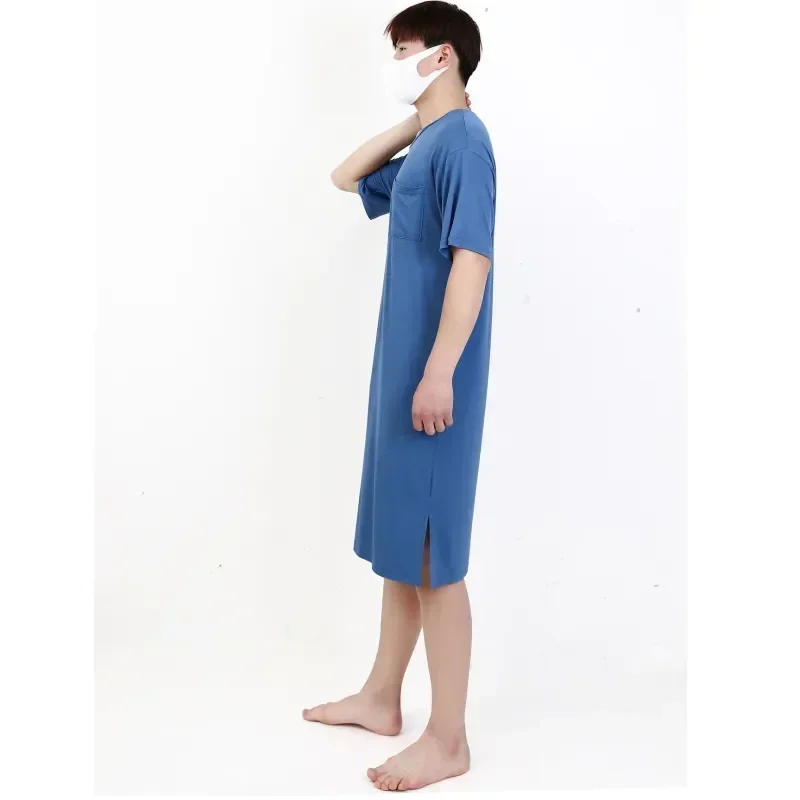 Accappatoio da uomo Accappatoio sottile da uomo Estate Grande pigiama all-in-one Camicia da notte Modale Camicia da notte a maniche corte 2023 Taglia