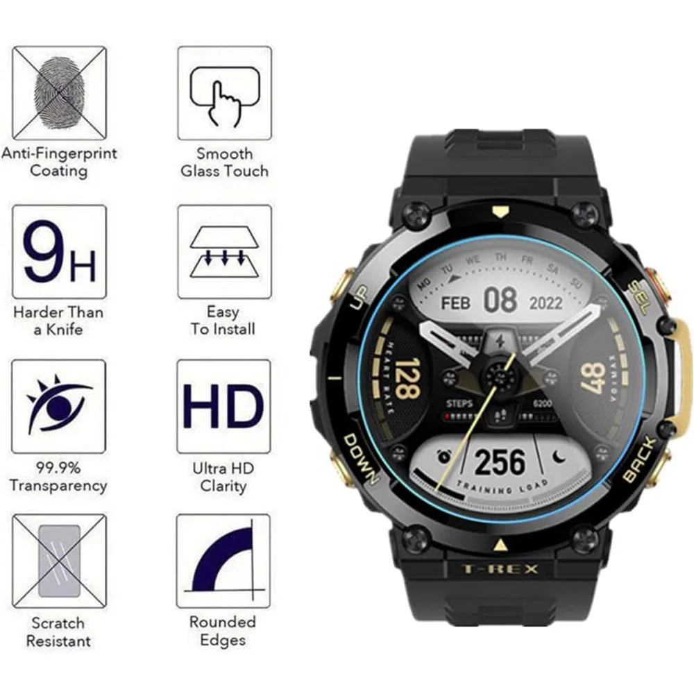 BEHUA قسط الزجاج المقسى واقي للشاشة السينمائي ل Huami Amazfit T-Rex2 ساعة ذكية المضادة للخدش تغطية الفيلم الملحقات