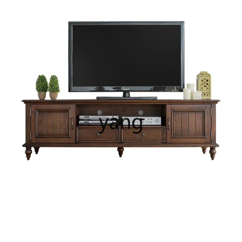 

YJQ classic solid wood TV cabinet small apartment furniture living room retro coffee table home storage