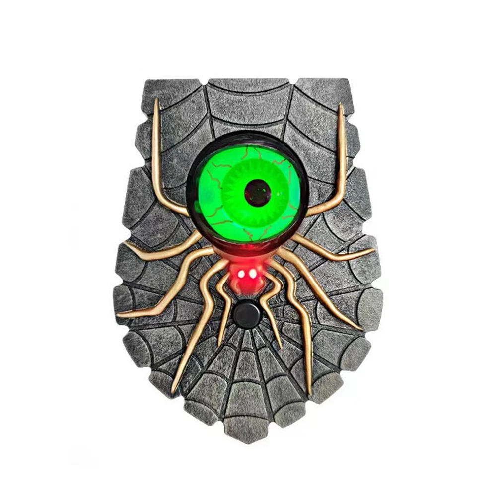 LED Halloween Decorations Doorbell Decor Light Glowing One-Eyed Spider Doorbell with Sound Party Decoration Green Eye