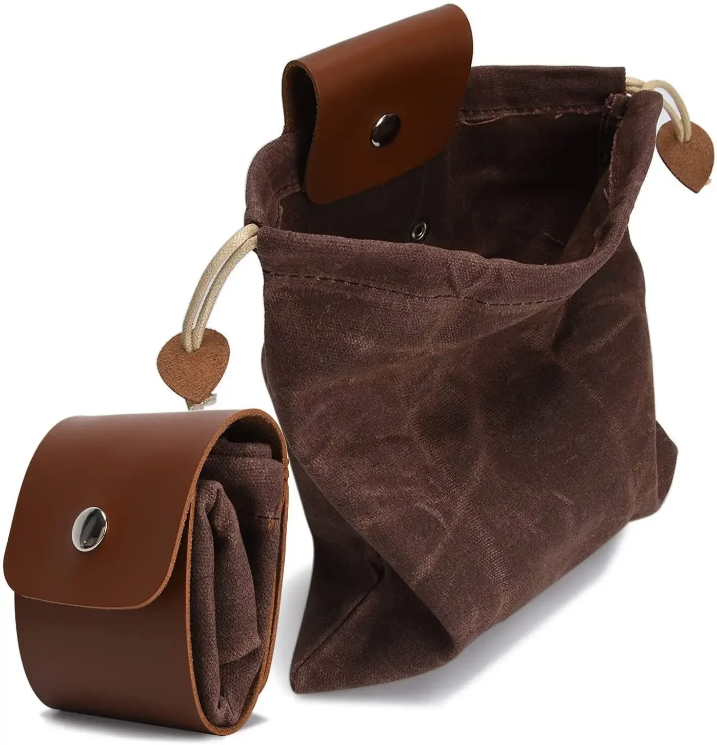 Bolsa de Bushcraft medieval renacentista, cubierta de cuero con hebilla, bolsa de herramientas plegable y resistente con cordón para bolsas de acampada al aire libre