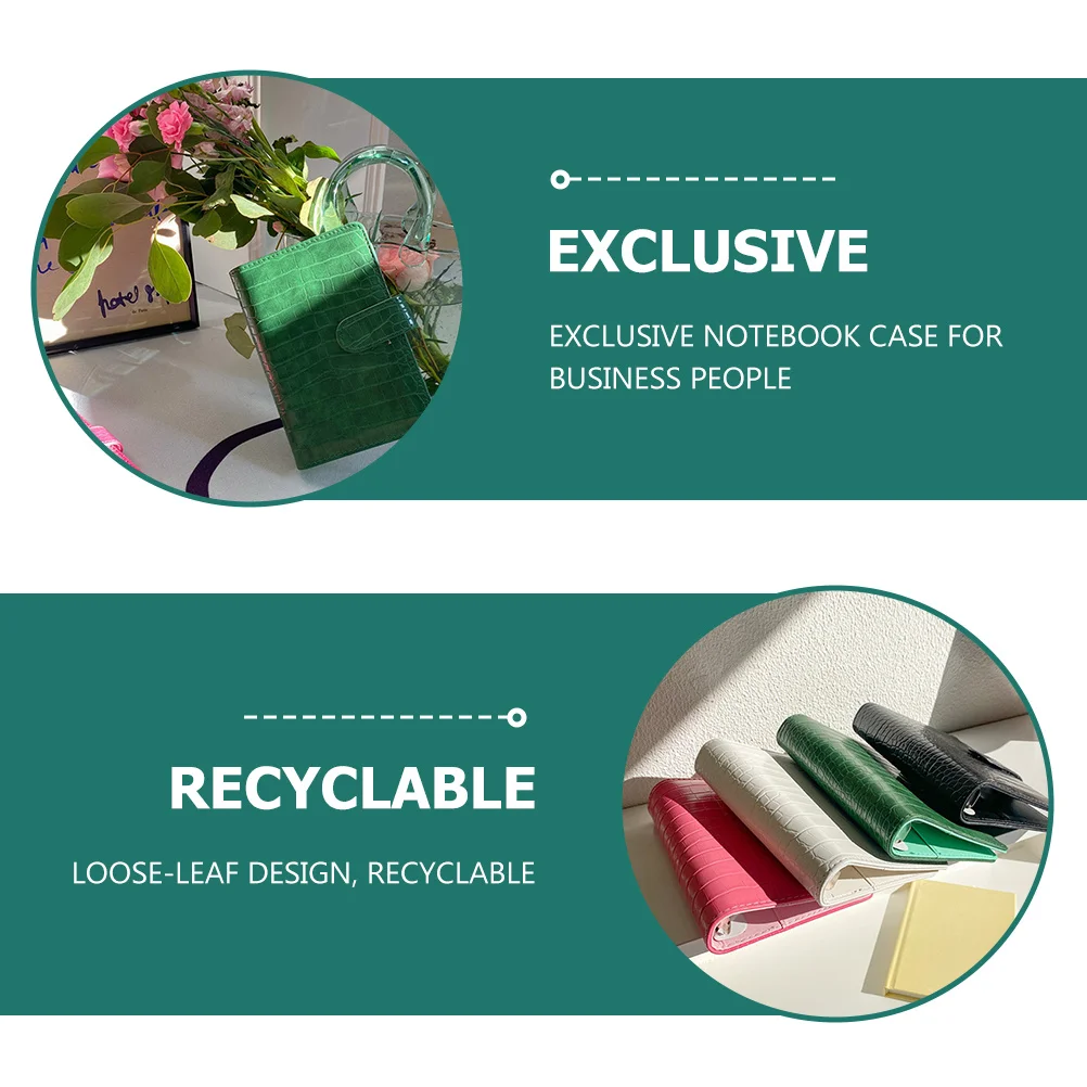 

Loose Leaf Notebook Cover A6 Binder Crocodile Pattern Premium PU Protective Case for Budget Journal Scrapbook Organizer