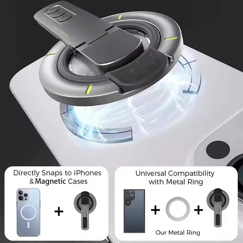Double Sided Magnetic Finger Ring Holder Rotate Phone Stand Multi Function Phone Stand For iPhone 17 16 Portable Lazy Man Stand view 4