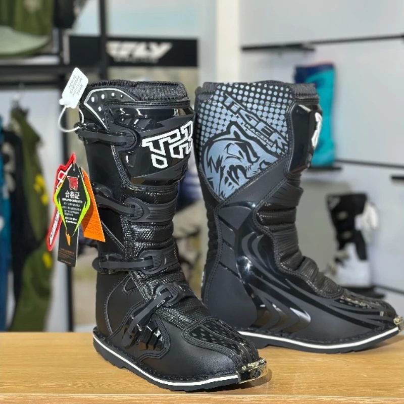 

2PCS Motocross Boots Enduro Boot Professional Racing Motocross Off-road Motorboat Shoes Motorcycle Racing Boots